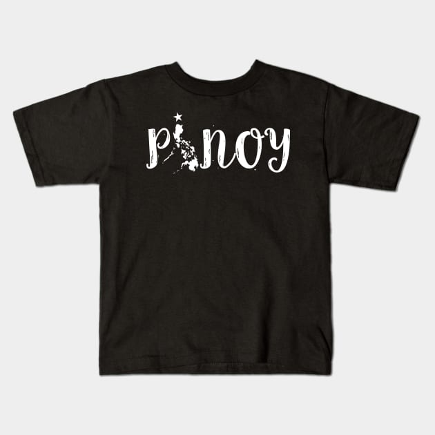 Pinoy with Philippine Map Kids T-Shirt by Filipino